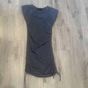 White Fox Boutique Grey Cinched Side Tie Dress w/t Shoulder Pads